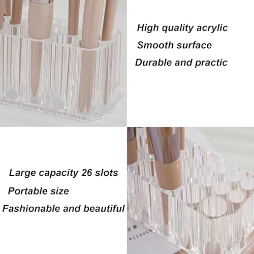 Clear Acrylic Lipstick Organizer Makeup Nail Brush Eyeliner Lip Liner Holder 26 Spaces Cosmetic Display Case - size: 26 Spaces
