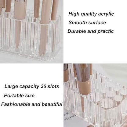 Clear Acrylic Lipstick Organizer Makeup Nail Brush Eyeliner Lip Liner Holder 26 Spaces Cosmetic Display Case - size: 26 Spaces