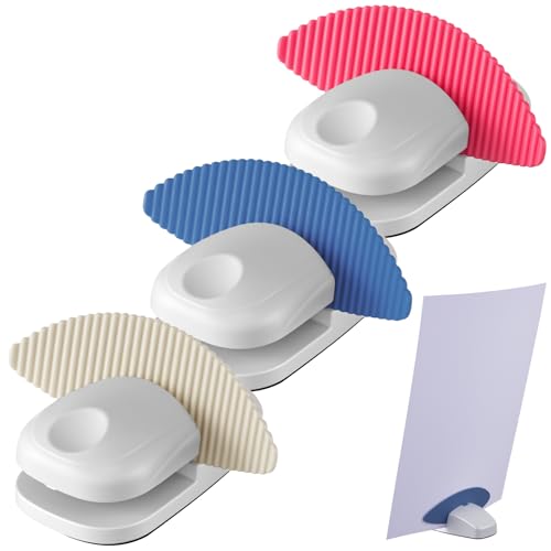Faccito 3 Pcs Paper Holder Stand for Typing Non-Slip Mat Desktop Folder Document Holder with Anti-Slip Pads Portable Copy Stand Desktop Clamp for A4 Paper Office Reading (White,Blue,Red) - color: White, Blue, Red