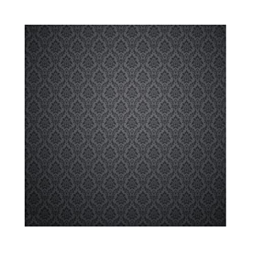 YongFoto 8x8ft Gray and Black Damask Floral Texture Pattern Backdrop Vintage Classic Flower Design Interior Room Retro Dark Wall Photography Background Girl Kids Adult Portrait Photo Props Polyester - size: 8x8ftpolyester