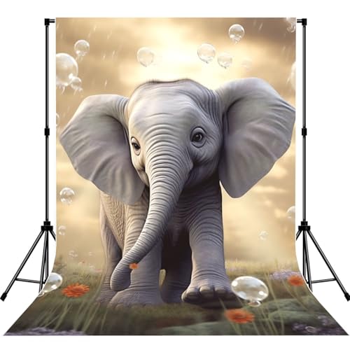 Cute Elephant Play Backdrop Background for Photography 5x7ft Photobooth Professional Photo Backdrop Curtains Video Photography Studio Photo Backgrounds Banner Booth Background Screen Parties - color: Cute Elephant Play