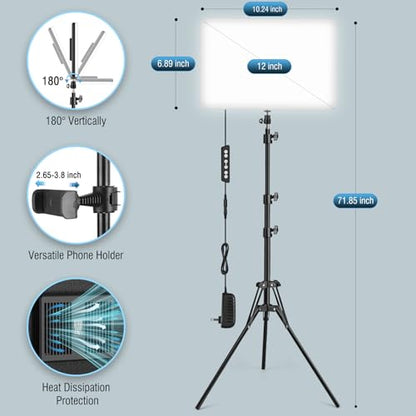 2-Pack LED Video Light Kit with 63'' Tripod Stand, 2500K-8500K Dimmable Studio Light Photography Panel Lighting for Video Recording Game Live Streaming Podcast YouTube Filming, Phone Holder - size: 2 Pack