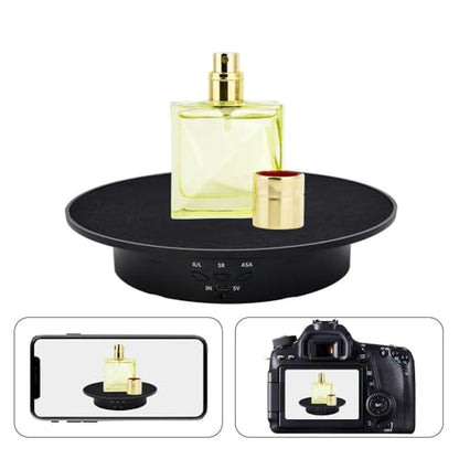 JAYEGT Motorized Rotating Display Stand, 7.87inch /17.6lbs Load, 360 Degree Electric Rotating Turntable for Photography Products, Jewelry, 3D Model ,with 5 Colors Backgrounds- Black - color: Black