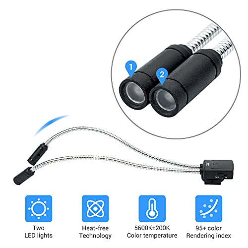 JJC Ultra-Adjustable LED Macro Arm Light for Insect Plant Jewelry Food Shooting, 5 Brightness CRI 95+ Macro Photography Lighting with Shoe Mount for Canon Nikon Sony DSLR Cameras