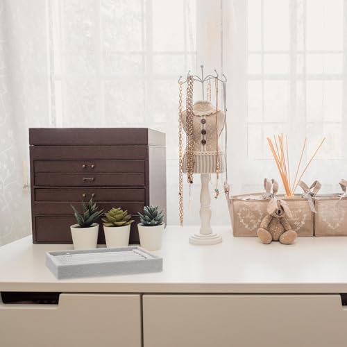 uxcell Velvet 7 Slots Ring Organizer Jewelry Display Tray Showcase Ring Holder Velvet Jewelry Organizer Stand for Rings Earrings Grey - color: Gray