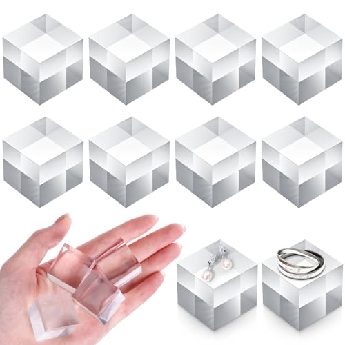 Remerry 8 Pieces Acrylic Display Block 1 x 1 x 1 Inch Clear Polished Acrylic Square Display Cube Block Stand Holder for Rings Jewelry Ornaments - size: 1 x 1 x 1 Inch