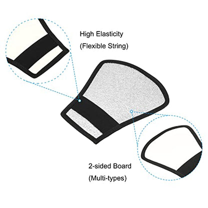 Flash Diffuser Reflector, 2-Sided Flexible Bend Bounce Reflector with Elastic Strap for Flashlight Photography Camera Speed Light, Silver White