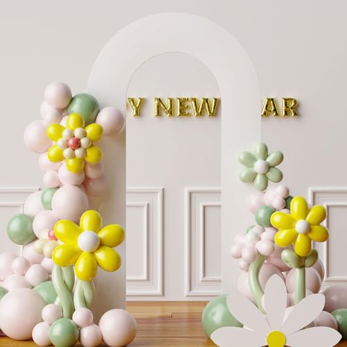 White 7.2FT Open Arch Backdrop U Shaped Cover, Spandex Double Sided Arch Cover, Fitted Round Top Chiara Stand Cover for Party Wedding Ceremony Baby Shower Birthday Decoration - color: White