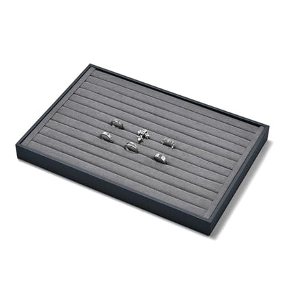 Ring Display Tray Grey Jewelry Organizer Tray Grey Microfiber Ring Earrings Display Organizer Tray - size: 11 Slot