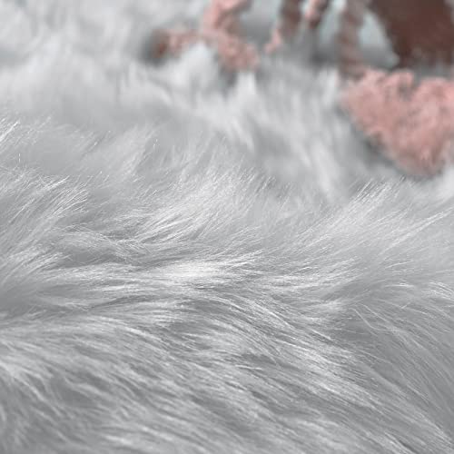 Goolela Grey Fluffy Fuzzy Furry Runner Rug 2x6 for Bedroom Bedside Faux Sheepskin Fur Shaggy Soft Plush Sheepskin - color: Grey, size: 2' x 6' (Sheepskin)