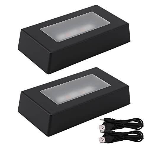 2 Pack LED Light Stand Base Rectangle Display Pedestal Lighted Box for Acrylic 3D Crystal Glass Artwork,Holiday Party Decoration(black)
