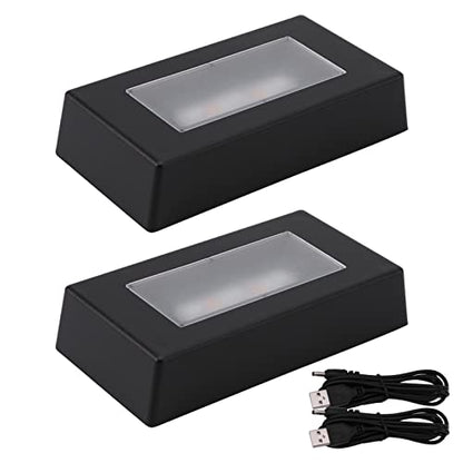 2 Pack LED Light Stand Base Rectangle Display Pedestal Lighted Box for Acrylic 3D Crystal Glass Artwork,Holiday Party Decoration(black)