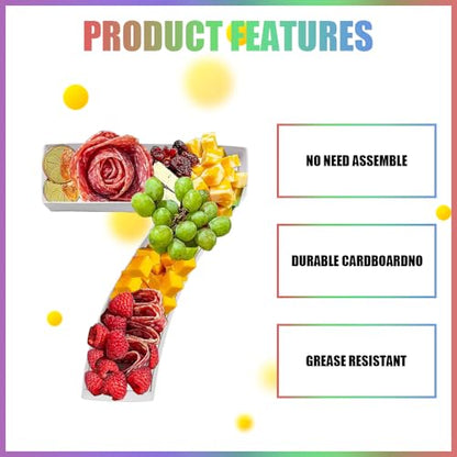 Charcuterie Cardboard Number Fillable Shaped Treat Decorative Box Anniversary Birthday Table Centerpiece (7 Style, 9inch) - size: 9inch, style: 7 Style
