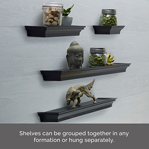 MELANNCO Floating Wall Shelves for Bedroom, Living Room, Bathroom, Kitchen, Nursery, Set of 4, Black, 4 Count - color: Black, size: Set of 4 (24, 20, 12, 6 Inch), style: Arlington