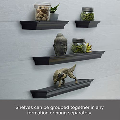 MELANNCO Floating Wall Shelves for Bedroom, Living Room, Bathroom, Kitchen, Nursery, Set of 4, Black, 4 Count - color: Black, size: Set of 4 (24, 20, 12, 6 Inch), style: Arlington