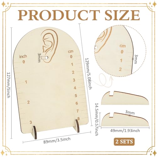 FINGERINSPIRE 2 Pcs Earring Measurement Display Stand 3.5x2x5 Wood Ear Stud Stand Earring Organizer Frame with Measurement Floral White Arch-Shaped Earring Holder for Measuring and Selling Earring - size: 3.5x2x5"
