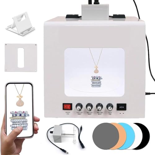 Mini Photo Studio Light Box, Dimmable 360° Turntable Jewelry Shooting Tent Softbox, Electric Rotating Dimmable Photography Tent Kit with Brightness Adjustable, Removable Black Background(Tb20) - size: Tb20