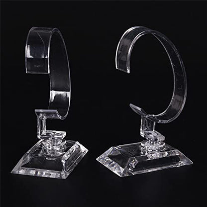 GSHLLO 2 Pcs Clear Acrylic Watch Display Stands C Shape Display Holder Bangle Bracelet Display Racks Wrist Jewelry Show Stand Showcases for Home Shop Use