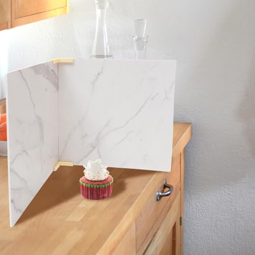 DOITOOL 2pcs 40x40cm Mini PVC White Marble Photography Backdrops for Product and Food Photography, Reusable Photo Background Boards for Cosmetics and Baking Flat Lay