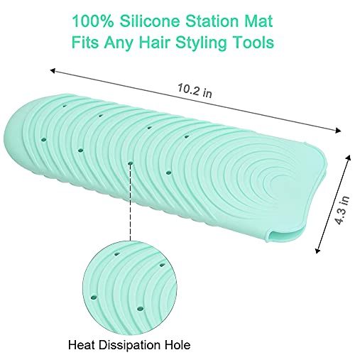 Heat Resistant Mat for Curling Iron, Silicone Flat Iron Mat & Holder for Counter, Portable Travel Curling Iron Mat & Pocket for Hot Hair Styling Tools