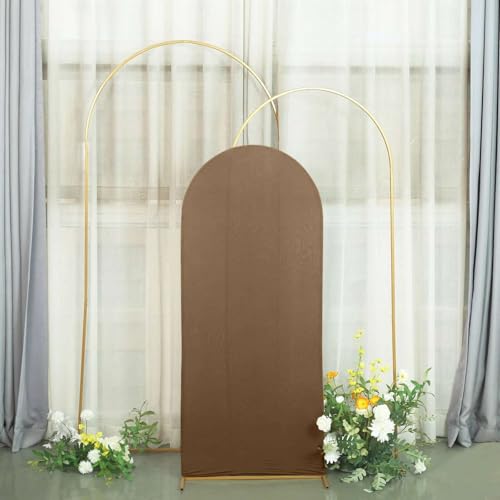 Efavormart 5ft Taupe Fitted Spandex Arch Slipcover, Snug Fit Round Top Backdrop Sleeve for Small Industrial Lofts and Rustic Cake Tables - color: Taupe, size: 5 FT