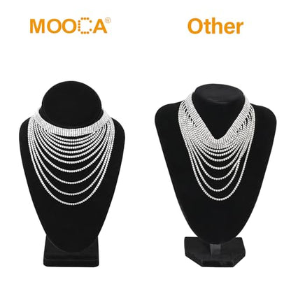 MOOCA 2 Pcs Deluxe Medium Necklace Chain Jewelry Bust Display Holder Stand, Necklaces Display Mannequin, Bust Stand, 6 3/8 W x 4 1/4 D x 10 H in, Black Velvet - color: 2) Black Velvet, 2 pieces