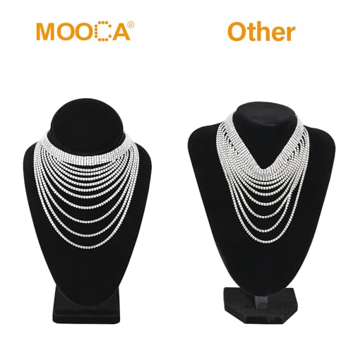 MOOCA 2 Pcs Deluxe Medium Necklace Chain Jewelry Bust Display Holder Stand, Necklaces Display Mannequin, Bust Stand, 6 3/8 W x 4 1/4 D x 10 H in, Black Velvet - color: 2) Black Velvet, 2 pieces