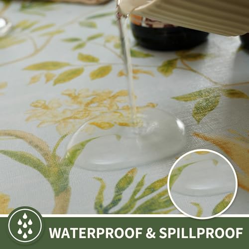 Rectangle Table Cloth,100% Waterproof Tablecloth Oil Proof Spill Proof Vinyl Table Cloth, Wipe Clean Plastic Table Cover for Dining, Camping, Indoor and Outdoor 54" x 78",Leaves - color: Leaves, size: 54" x 78" (Rectangular)