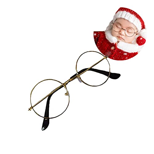 SHARELY SHEEP Newborn Photography Props Baby Boy Girl Photo Shoot Fake Glasses Halloween Santa Cosplay Props Baby Gift - size: Small, style: Gold