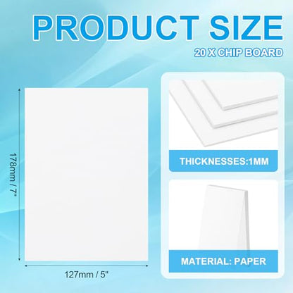 PATIKIL 7x5x0.04" Chipboard Sheets, 20Pcs 40PT Thick Book Board Binders Board Sturdy Bookbinding Supplies for Book Binding Cover, White - color: White, size: 7x5x0.04"