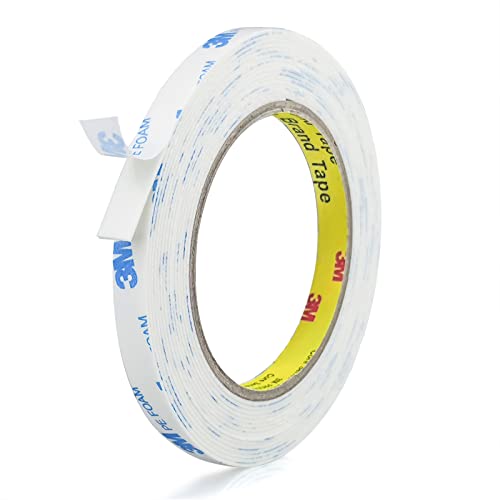 3M Double Sided Tape 0.39in x 16.5ft, Mounting Tape Heavy Duty, Removeable PE Foam Tape Strips, Strong Adhesive Tape Waterproof Free Damage for Paint Wall Picture Hanging Poster - size: 0.39in X 16.5ft