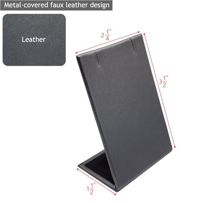 MOOCA 6 Pcs Steel Gray Faux Leather Earring Display Stand Necklace, Pendant Jewelry Organizer Display Holder for Earring, Pendant, Necklace Stand for Showcase, Steel Gray - color: Steel Grey Faux Leather