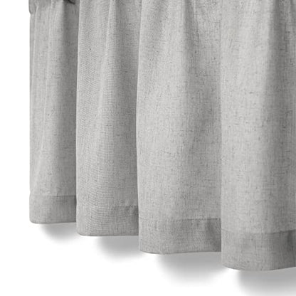 Linen Valance for Windows Kitchen Living Room Valance Rod Pocket Modern Farmhouse Country Rustic Bathroom Small Window Treatment Semi Sheer Curtain Valance for Bedroom Office Laundry Light Grey Gray - color: Grey