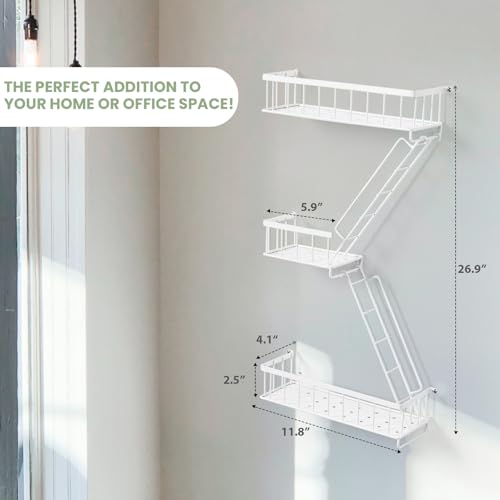 SweetSage Fire Escape Wall Shelf White - Modern New York City Wall Decorative Display Ladder Floating Shelves for Bedroom, Home Decor, Action Figure Display (2.5-Tier) - color: White 2.5 Tier