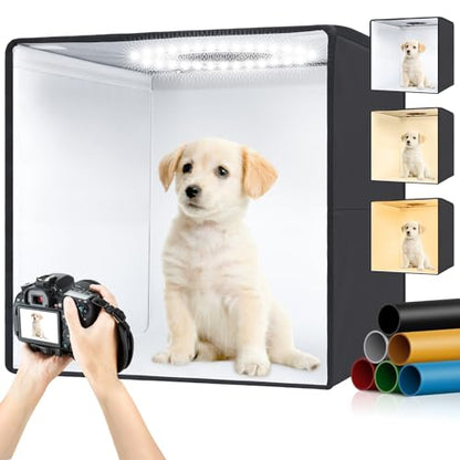 Portable Light Box & Soft Box, 16"x16" Professional Shooting Tent with 120 LED Lights Photo Studio Light Box Photography with 6 Color PVC Backdrops for Jewelry and Product Photography - color: Black-16inch Studio Box