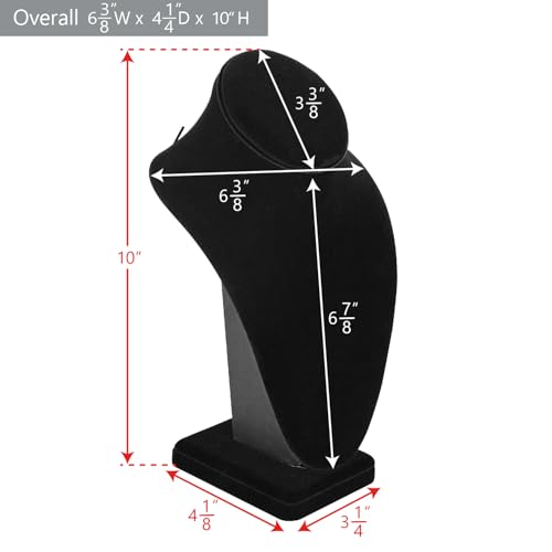 MOOCA 2 Pcs Deluxe Medium Necklace Chain Jewelry Bust Display Holder Stand, Necklaces Display Mannequin, Bust Stand, 6 3/8 W x 4 1/4 D x 10 H in, Black Velvet - color: 2) Black Velvet, 2 pieces