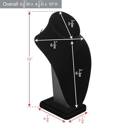 MOOCA 2 Pcs Deluxe Medium Necklace Chain Jewelry Bust Display Holder Stand, Necklaces Display Mannequin, Bust Stand, 6 3/8 W x 4 1/4 D x 10 H in, Black Velvet - color: 2) Black Velvet, 2 pieces