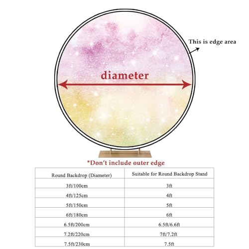 7.5x7.5ft Happy Birthday Round Backdrop Cover Polyester Black Background for Photography Circle Backdrop Cover Baby Shower Birthday Party Decoration Banner Photo Booth Props - size: 7.5x7.5ft-Diameter