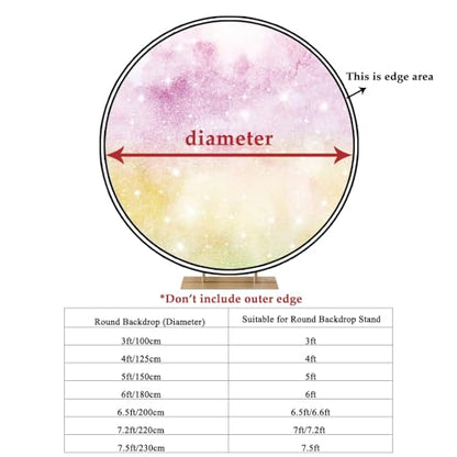 6ft Happy Birthday Round Backdrop Cover Polyester Black Background for Photography Circle Backdrop Cover Baby Shower Birthday Party Decoration Banner Photo Booth Props - size: 6x6ft-diameter