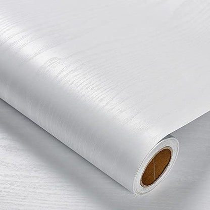 Heroad Peel and Stick Wallpaper 17.5" x 393" Wood Contact Paper Wood Wallpaper White Wood Grain Contact Paper Thicken Textured for Cabinets and Drawers Countertops Waterproof Self Adhesive Vinyl - color: White, size: 17.5" x 393"