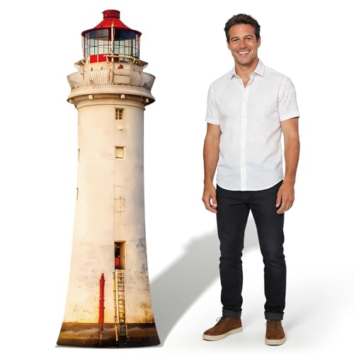5.6 Ft Lighthouse Cardboard Cutout Life Size Coastal Nautical Standee Lighthouse Stand Up Backdrop Props for Beach Theme Party Events Photo Booth Classroom Indoor Outdoor Decoration - color: Lighthouse