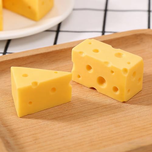 LUOZZY 2 Pcs Resin Cheese Mousse Cake Fake Cheese Model for Food Display Photo Props for Halloween Kitchen Decorations