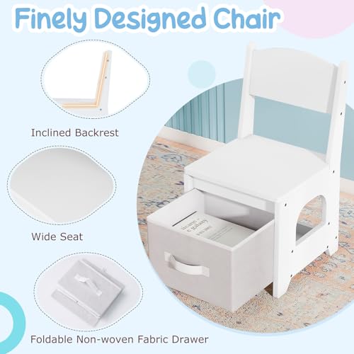 Costzon Kids Vanity with Lights, Corner Vanity Desk with Mirror, Storage Shelves, Wooden Princess Toddler Makeup Dressing Table, Kids Vanity Table and Chair Set for Little Girls (Blue) - style: Blue with Corner Design