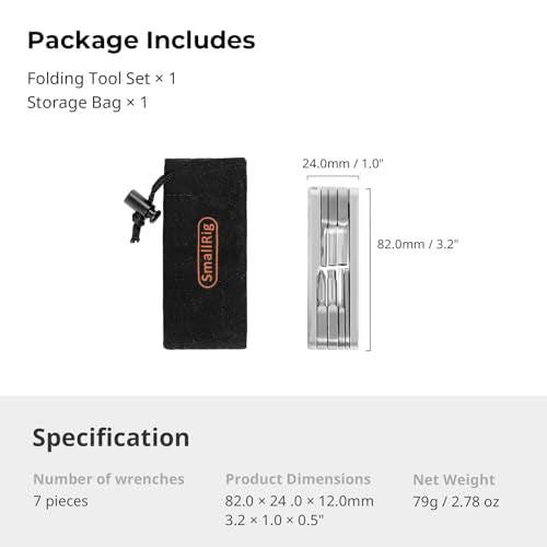 SMALLRIG Folding Tool Set with Screwdrivers and Hex Key Wrenches, Seven Functional Tools Included (Silver) - AAK2213D - color: Silver