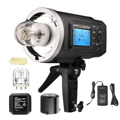Godox AD600BM Bowens Mount 600Ws GN87 High Speed Sync Outdoor Flash Strobe Light with 2.4G Wireless X System, 8700mAh Battery to Provide 500 Full Power