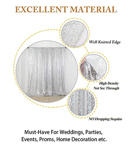 ShinyBeauty 5x7FT Silver Sequin Photo Backdrop Curtain - Premium Glitter Backdrop for Wedding, Birthday, Baby Shower Photography Backdrops - color: Silver, size: 5FTx7FT