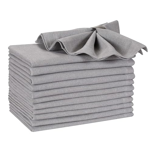 Hausattire Reusable Napkins Cloth Washable 100% Cotton 18x18 Inch Dinner Napkins|Table Napkin for Home Banquet Wedding Outdoor Party |Set of 12 Cloth Napkin Mother's Day Home Decor Essentials|Grey - color: Gray, size: 18x18