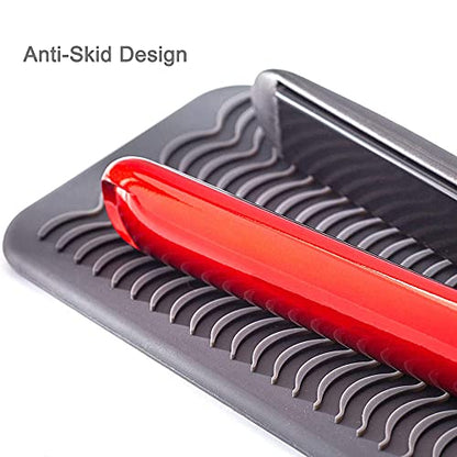 Heat Resistant Mat for Hair Tools, Silicone Heat Mat & Holder for Curling Iron, Professional Portable Travel Flat Iron Mat Pad Pouch Case Cover for Countertop