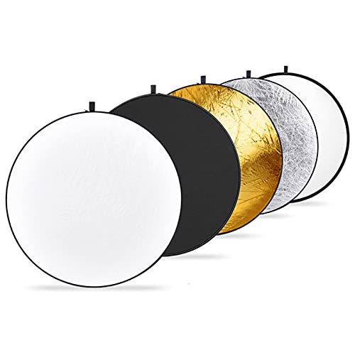 NEEWER 43 Inch/110 Centimeter Light Reflector Diffuser 5 in 1 Collapsible Multi Disc with Bag - Translucent, Silver, Gold, White, and Black for Studio Photography Lighting Outdoor - size: 110cm