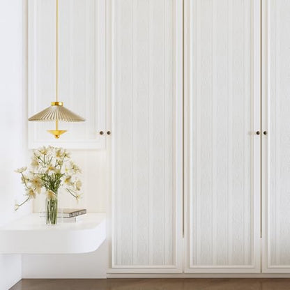 JiffDiff Wallpaper Peel and Stick Textured,3D Embossed Wall Paper Stick on Wallpaper Modern Waterproof Self Adhesive Contact Paper(17.3" x 800") - color: White, size: 17.3" x 800"
